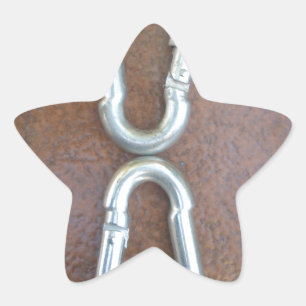 Locked In: Durable Steel Carabiner Lock Design Star Sticker
