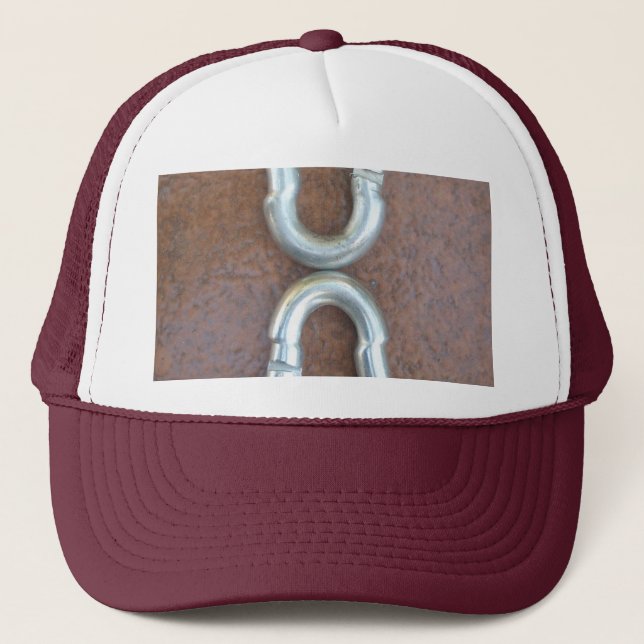 Locked In: Durable Steel Carabiner Lock Design Trucker Hat (Front)