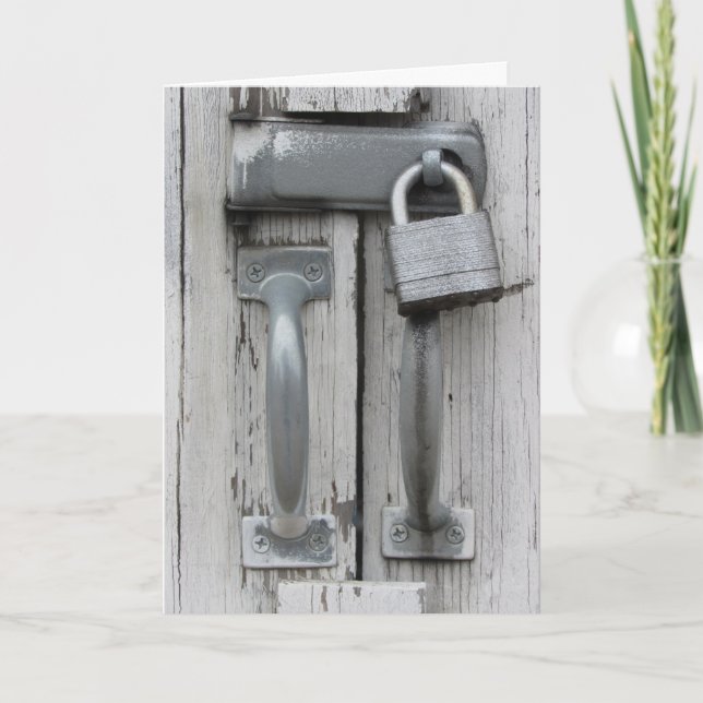 "Locked Upper Bluff Door Handles" Birthday Card (Front)