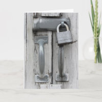 "Locked Upper Bluff Door Handles" Birthday Card
