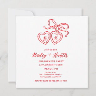 Locket Illustration Heart Locket Engagement Party  Invitation