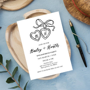Locket Illustration Heart Locket Engagement Party  Invitation