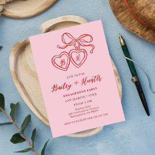 Locket Illustration Heart Locket Engagement Party  Invitation