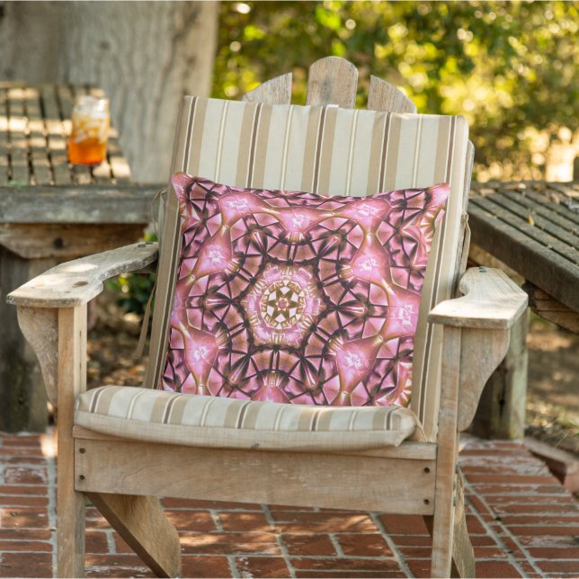 Locket in pinkish salmon brushed with burnt thread outdoor pillow (Chair)