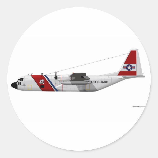 Lockheed HC-130 Hercules Coast Guard Classic Round Sticker (Front)
