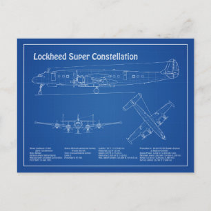 Lockheed L-1049 Super Constellation - Plans AD Postcard
