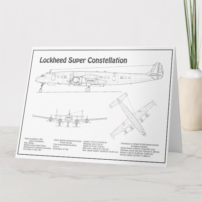 Lockheed L-1049 Super Constellation - Plans BD Thank You Card (Front)