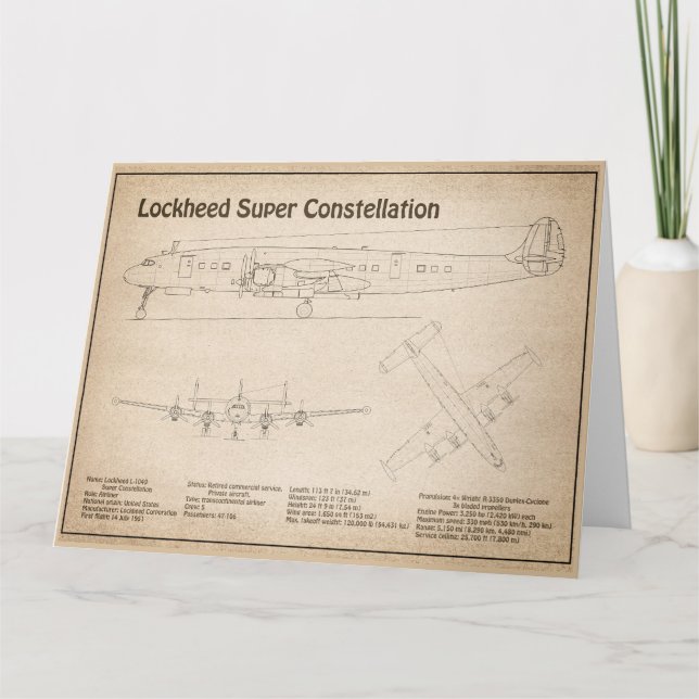 Lockheed L-1049 Super Constellation - Plans SD Thank You Card (Front)