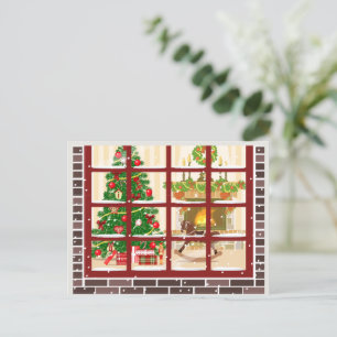 Locking inside on Christmas eve   Holiday Postcard