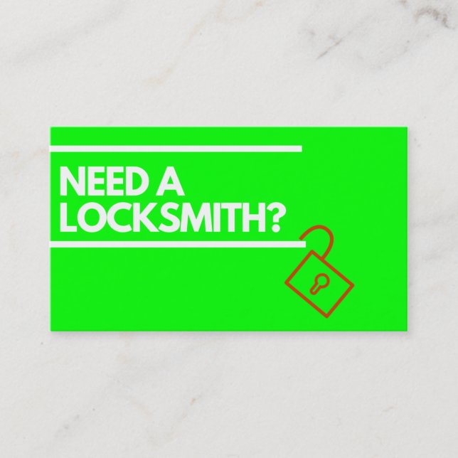 Locksmith Business Card Modern Bright Custom Text (Front)
