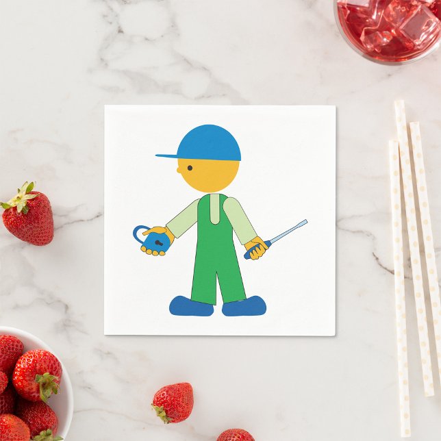 Locksmith Character with Key and Screwdriver Napkin (Creator Uploaded)