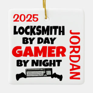 Locksmith Loves Playing Video Games Ceramic Ornament