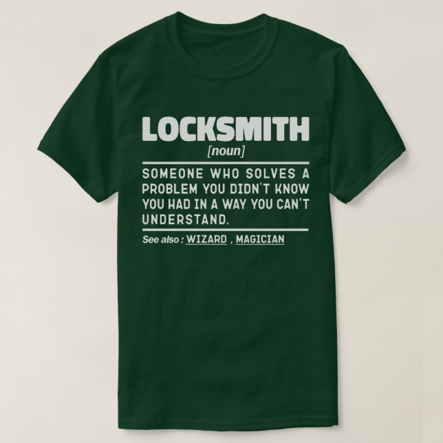 Locksmith Noun Certified Lock Repairer Technician  T-Shirt (Design Front)