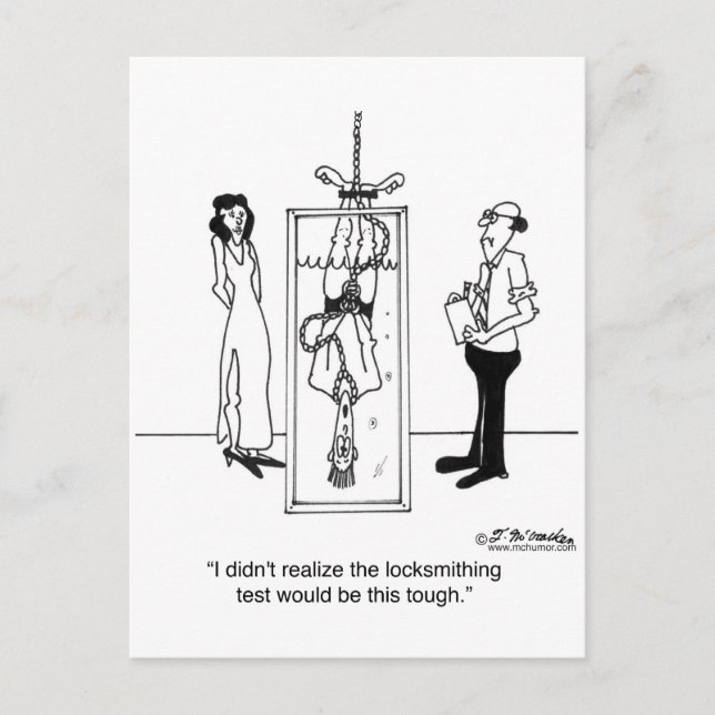 Locksmithing Test Is Tough Postcard (Front)