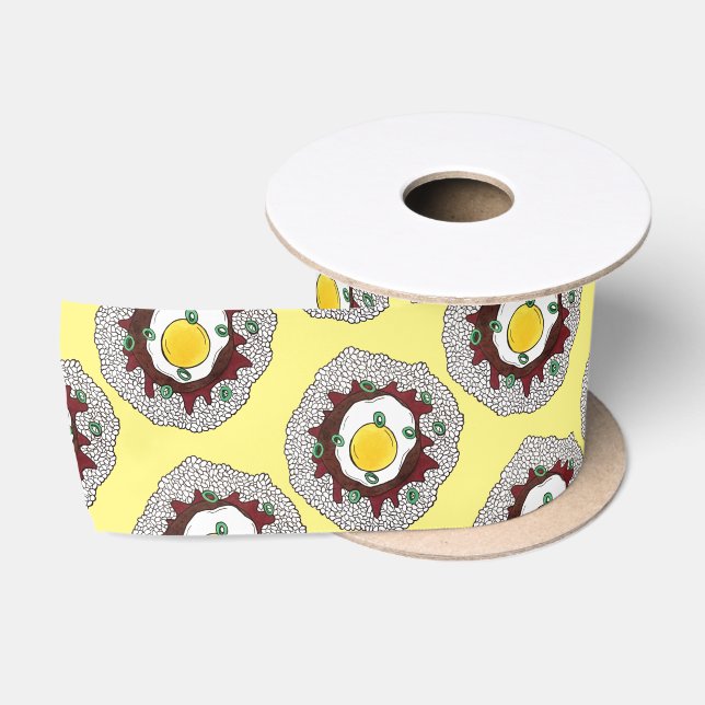 Loco Moco Hawaiian Cuisine Food Rice Hamburger Egg Satin Ribbon (Spool)