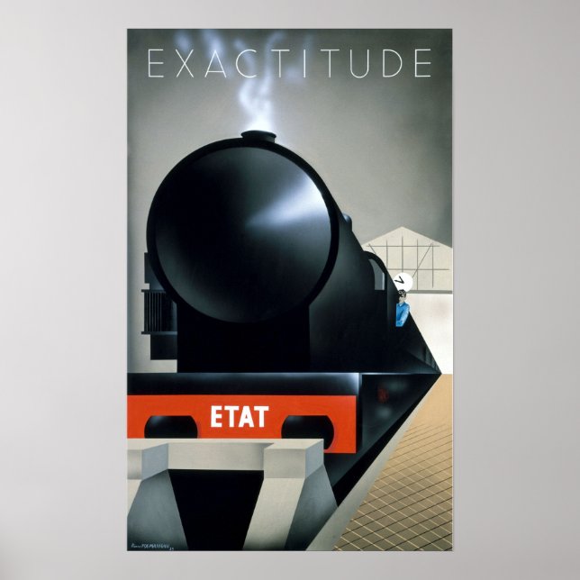 Locomotive à vapeur noire Art Déco vintage (Devant)