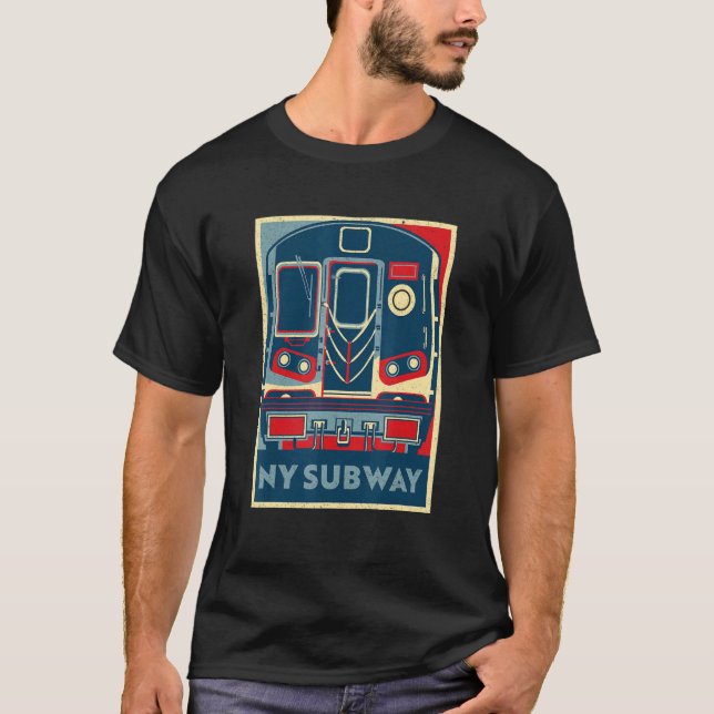 Locomotive American Flag Train Driver USA  NY Subw T-Shirt (Front)