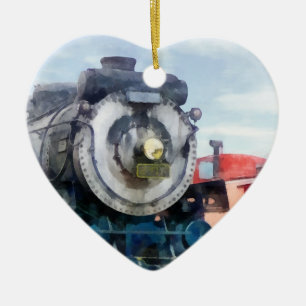 Locomotive and Caboose Ceramic Ornament