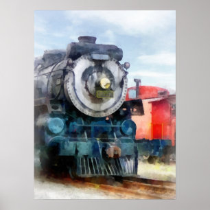 Locomotive and Caboose Poster