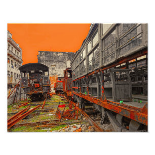 Locomotive and train wagons photo print