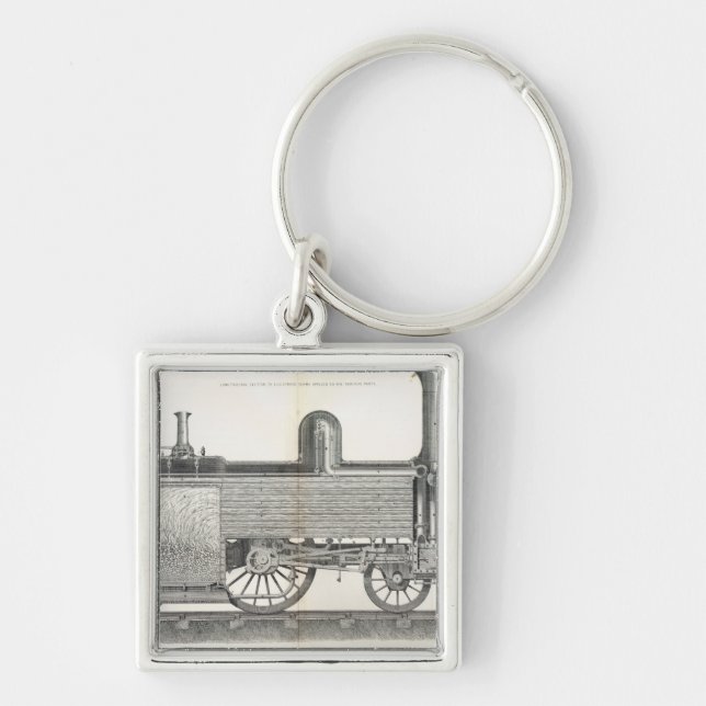 Locomotive Engine, engraved by J.W. Lowry Keychain (Front)