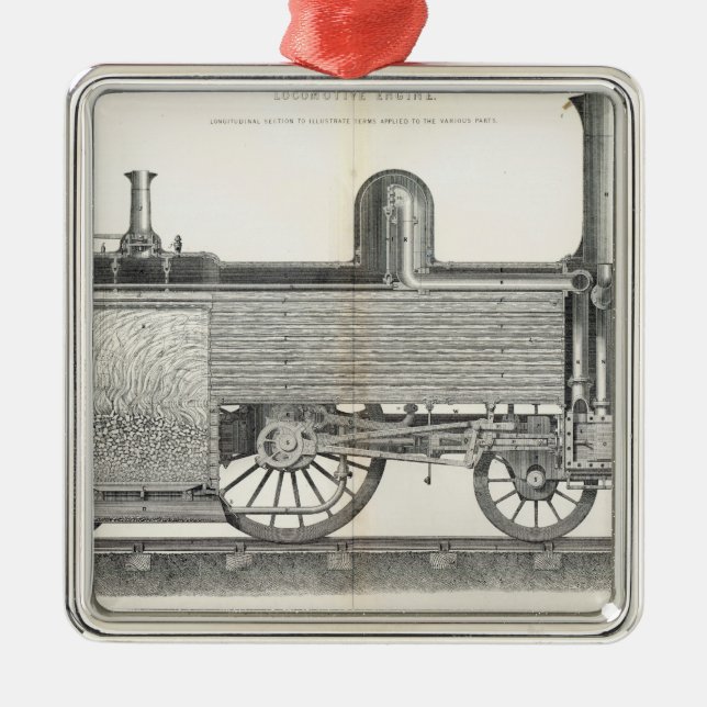Locomotive Engine, engraved by J.W. Lowry Metal Ornament (Front)