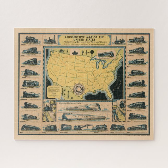 Locomotive Map of the United States Jigsaw Puzzle (Horizontal)