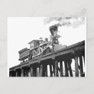 Locomotive On The Bridge Postcard