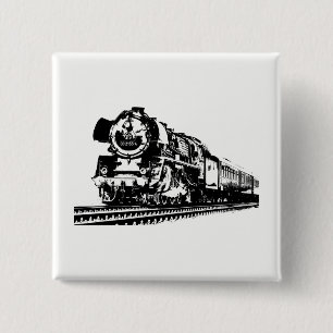 Locomotive Silhouette 2 Inch Square Button