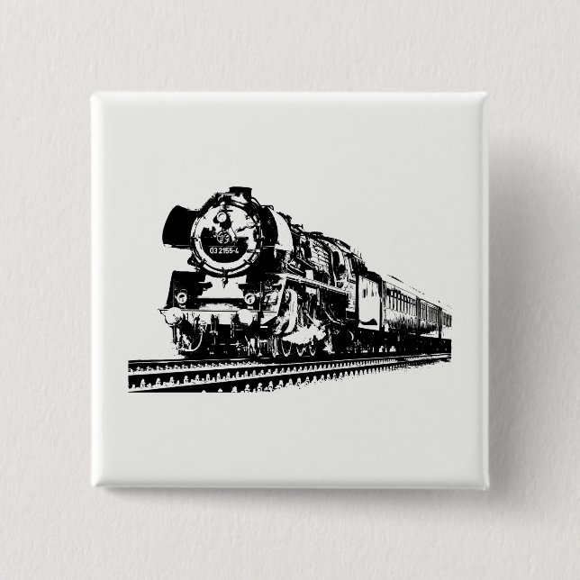 Locomotive Silhouette 2 Inch Square Button (Front)