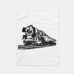 Locomotive Silhouette Fleece Blanket
