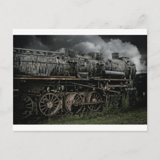 locomotive steam engine train rail railway postcard