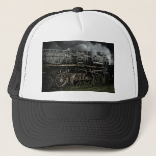 locomotive steam engine train rail railway trucker hat
