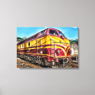 Locomotive Steam Engine Train Shower Canvas Art