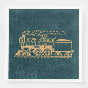 Locomotive Train Antique Vintage Art Retro Style Napkin