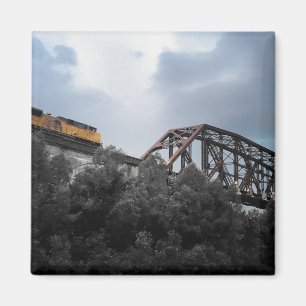 locomotive train crossing thebes bridge magnet