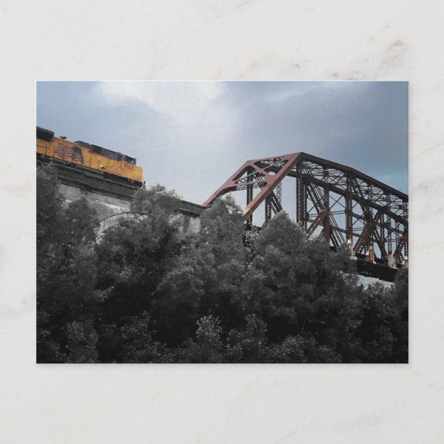 locomotive train crossing thebes bridge postcard (Front)