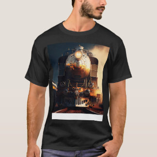 Locomotive Train Railroad Railway Railfan AI Artwo T-Shirt
