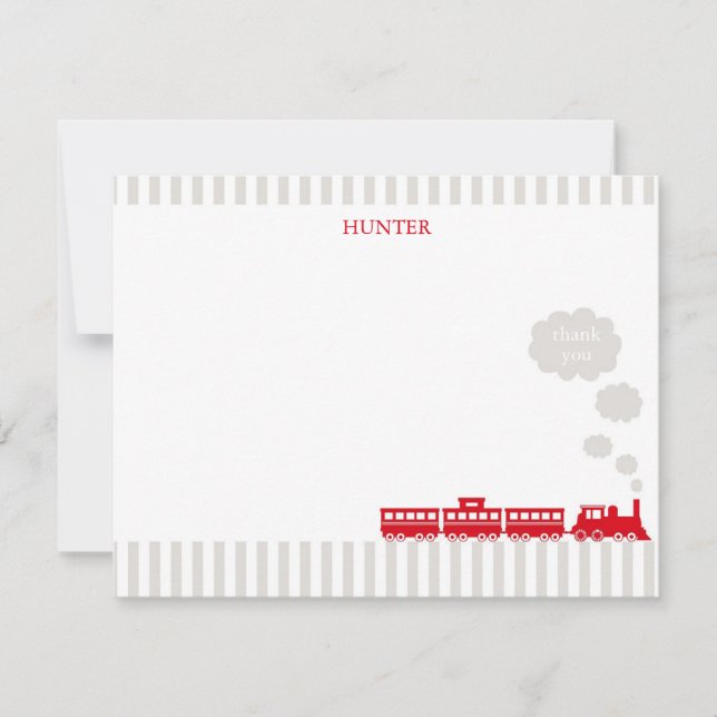 Locomotive Train Thank You Note Card Stationery (Front)