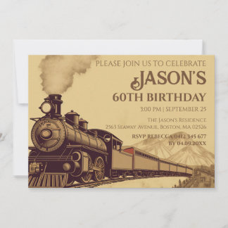 Locomotive Vintage personnalisée Invitation à 60e 