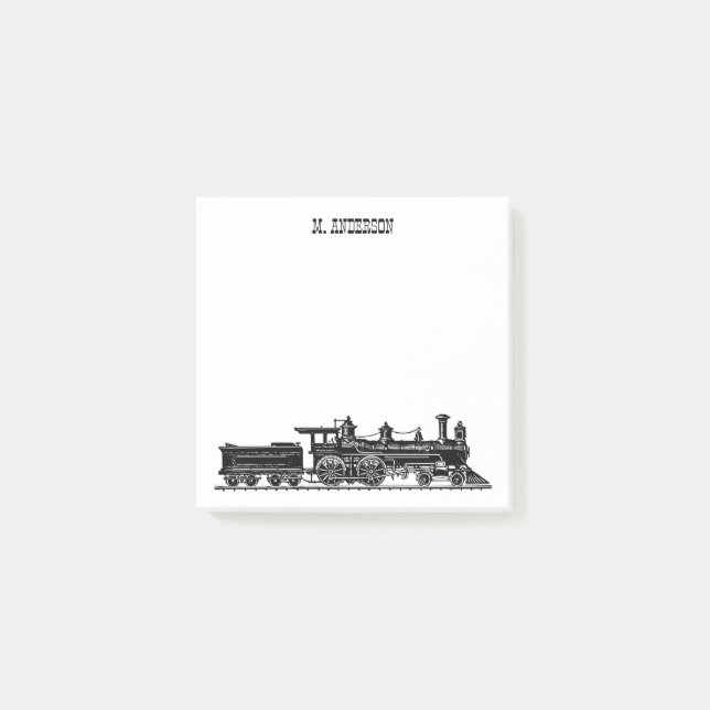 Locomotive with Coal Car Personalised Post-it Notes (Front)