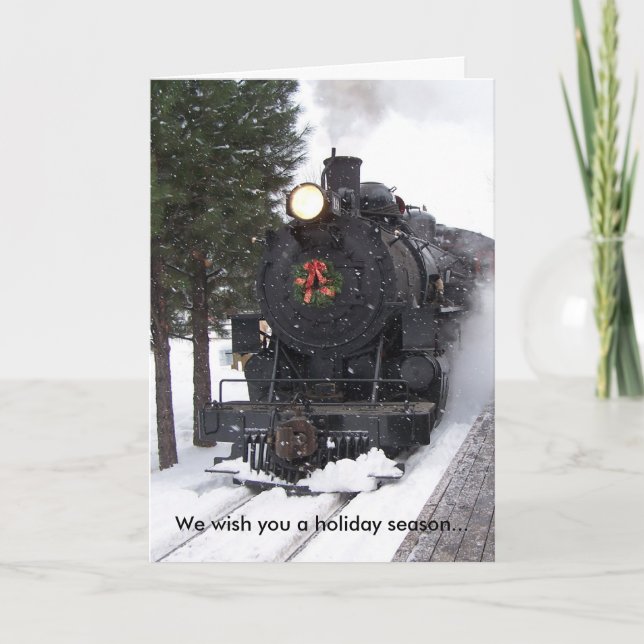 Locomotive Wreath Christmas Card (Front)