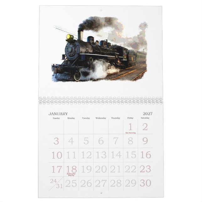 Locomotives- Steam And Diesel Wall Calendar (Jan 2027)