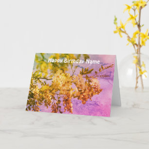 Locust Blossoms Art Personalized Birthday Card