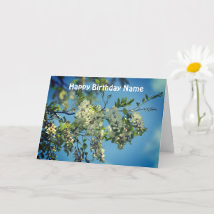 Locust Flower Blossoms Personalized Birthday Card