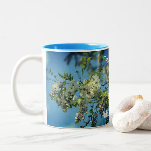 Locust Flower Blossoms Personalized  Two-Tone Coffee Mug