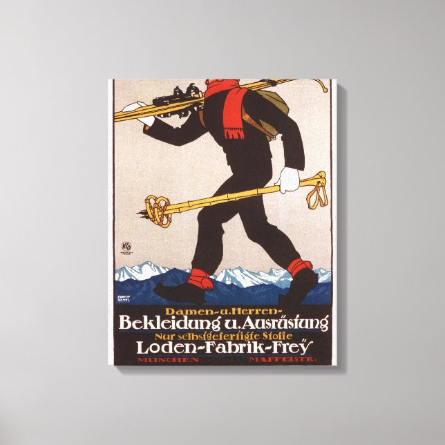 Loden Ski Clothes Skiing Advertisement Poster Canvas Print (Front)