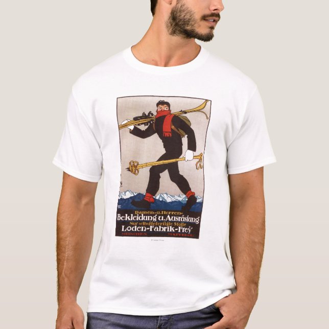 Loden Ski Clothes Skiing Advertisement Poster T-Shirt (Front)