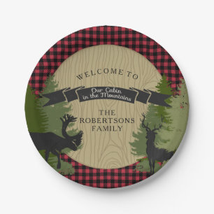 Lodge Mountain Cabin Rustic Hunting Deer Antlers Paper Plate