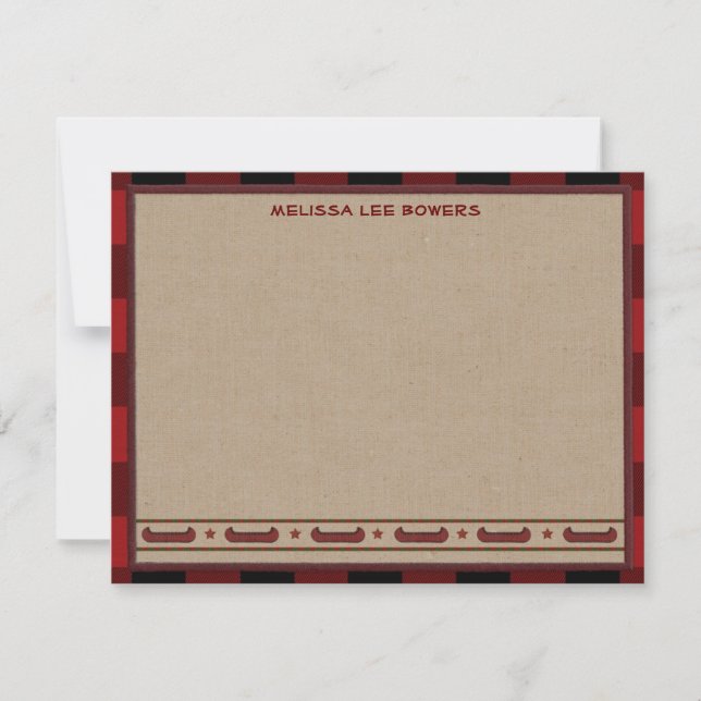 Lodge Style Personalized Flat Note Cards - Canoe (Front)